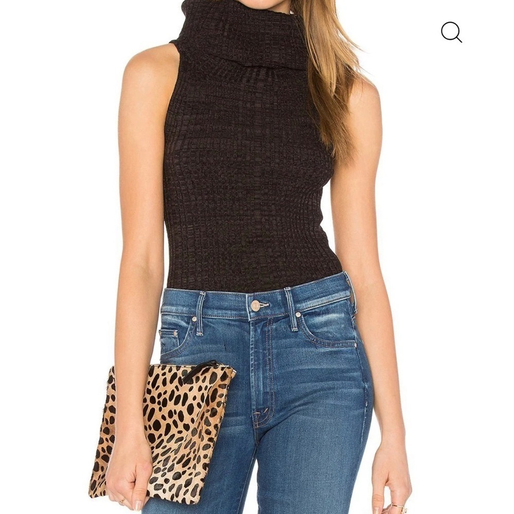 Free People Black Sleeveless Turtleneck Sweater